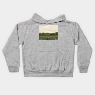 Muted Tone Green Landscape Oil Painting Kids Hoodie